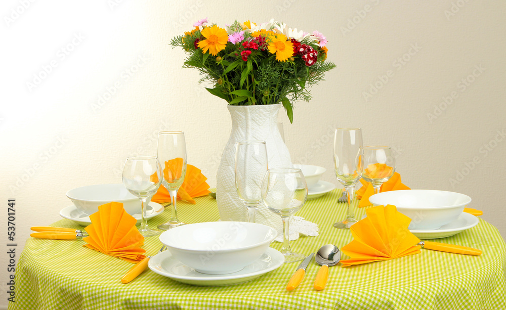 Fototapeta premium Beautiful table setting for breakfast