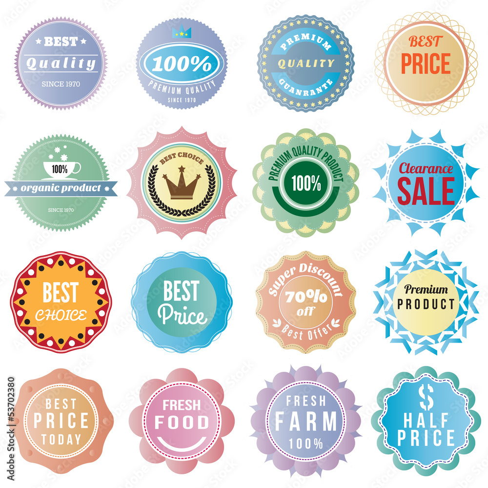 Set of discount and sale price labels design badge