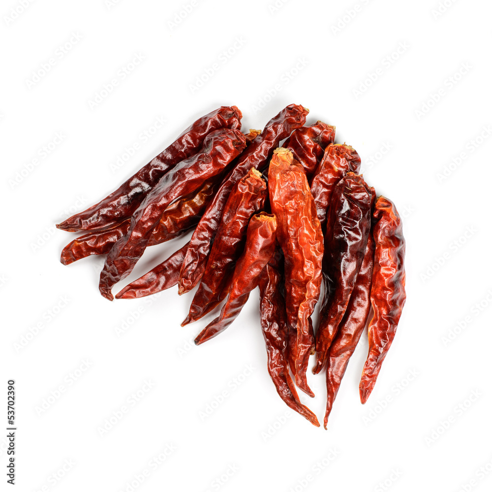 Dried Hot Pepper isolated on white background