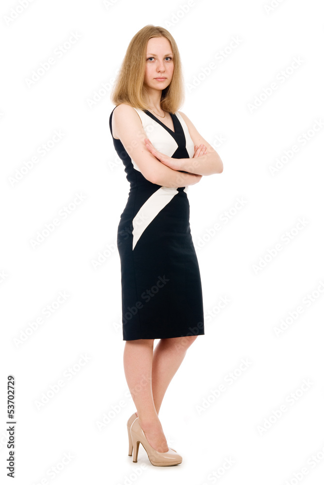 Young serious business woman in full length. Young serious business woman in full length.