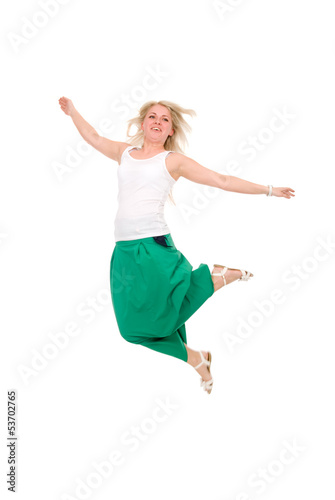 Happy jumping girl.