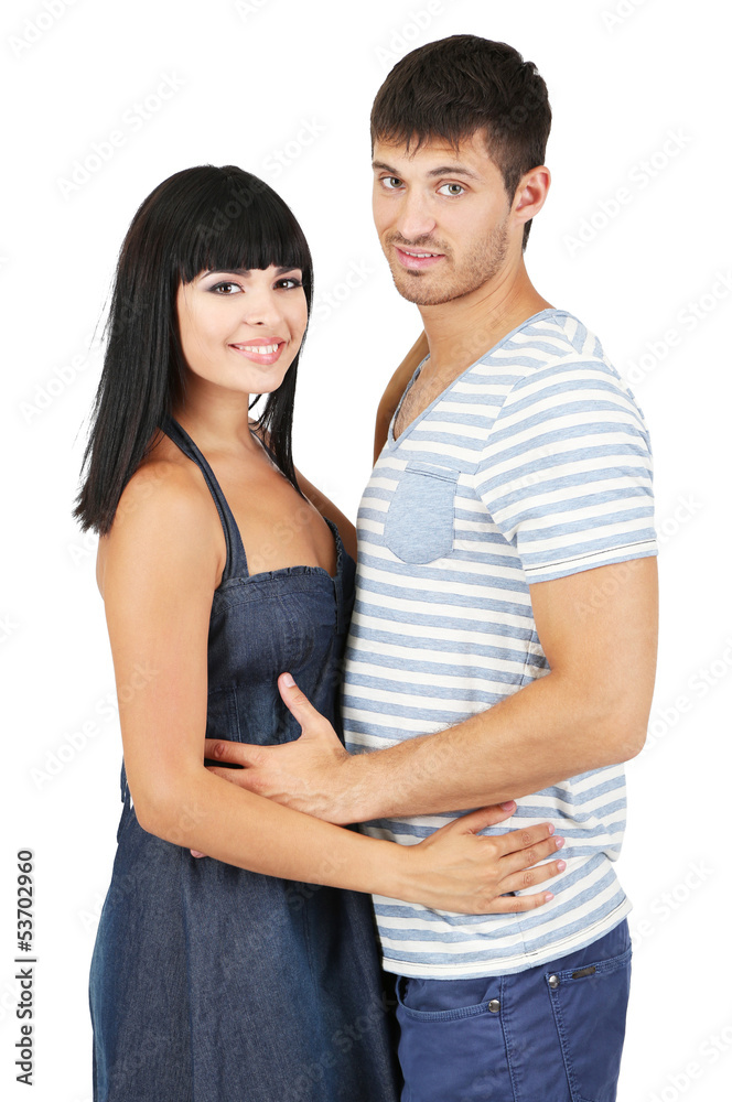 Beautiful loving couple together isolated on white Beautiful loving couple together isolated on white