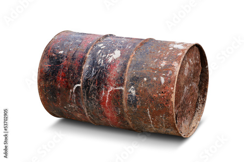 Old steel drum isolated on white background
