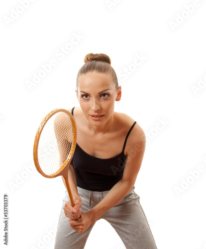 girl with a badminton racket, isolated on white © Vasily Merkushev