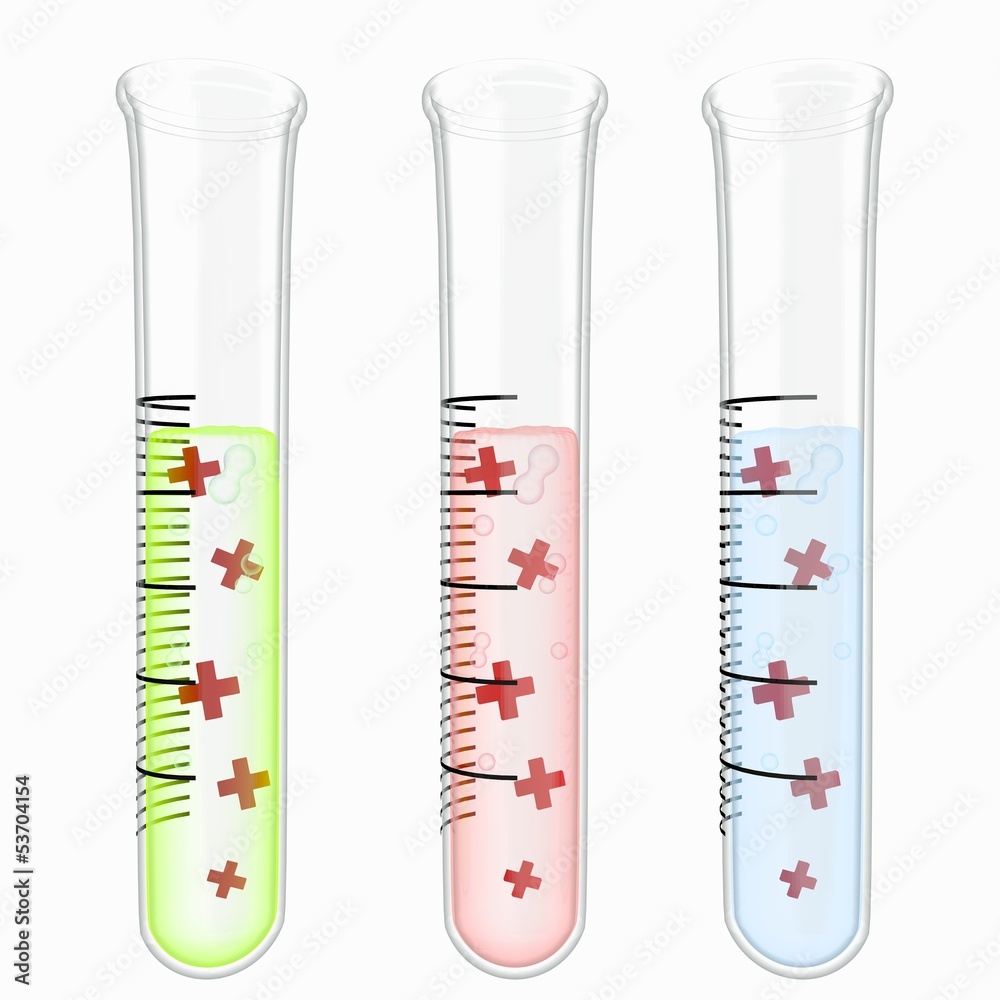 Illustration of a medical cross symbol particles in test glass