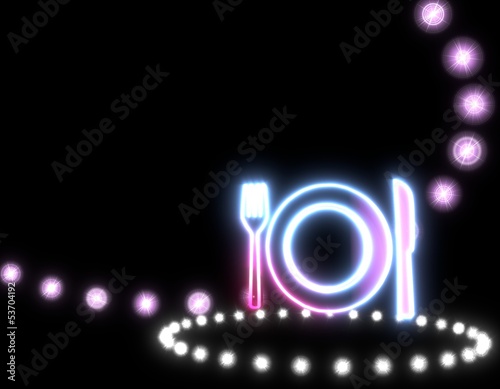 3d render of a neon restaurant sign  on disco lights background © Thomas R.