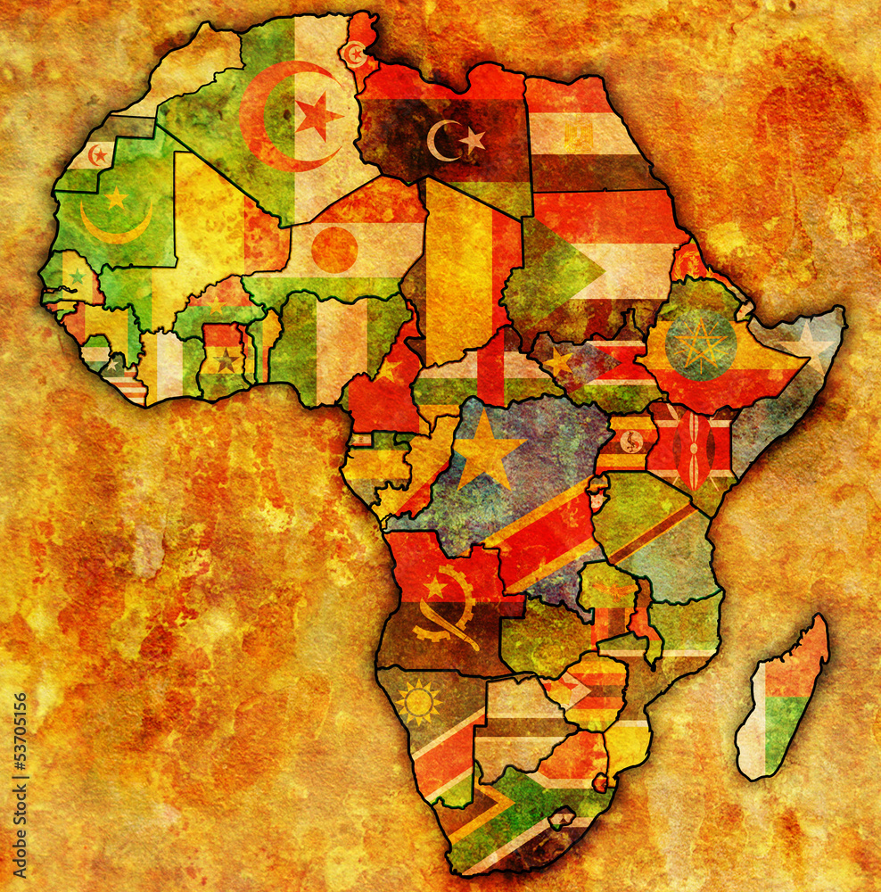 Naklejka premium african union on actual map of africa