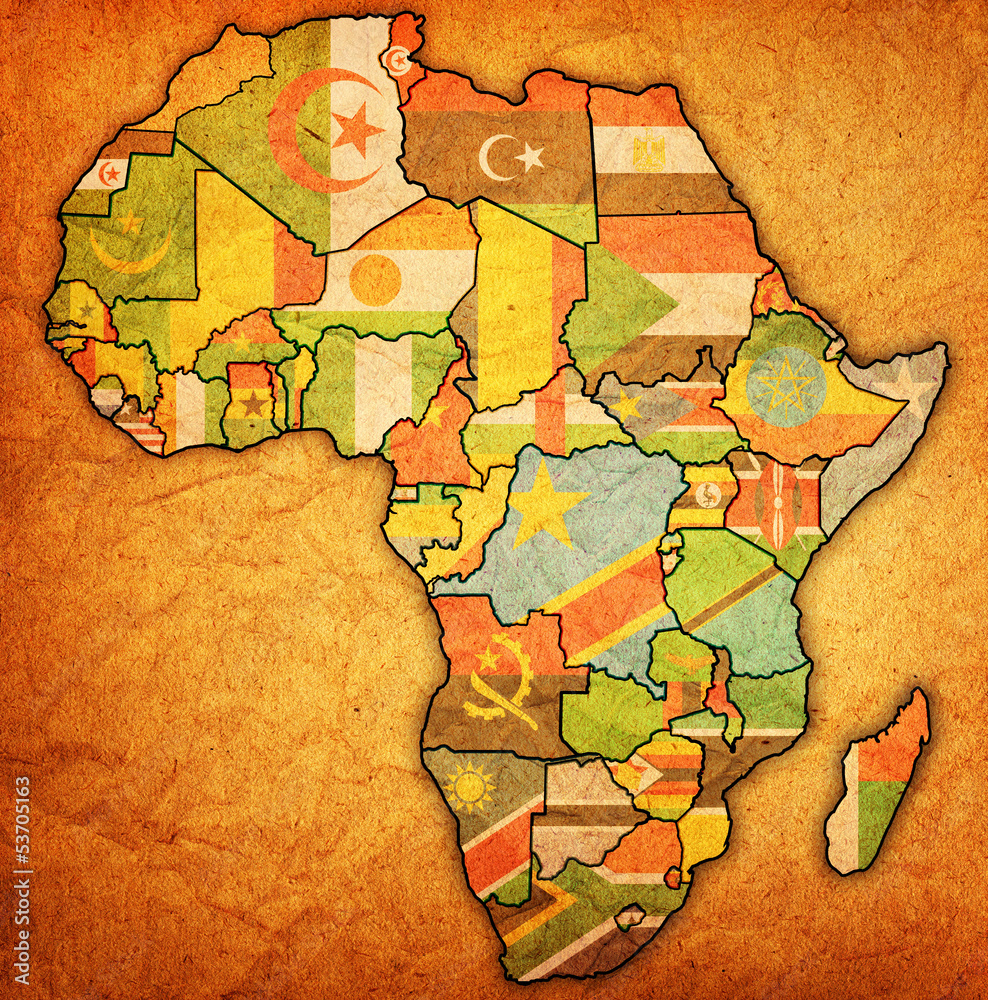 Fototapeta premium african union on actual map of africa
