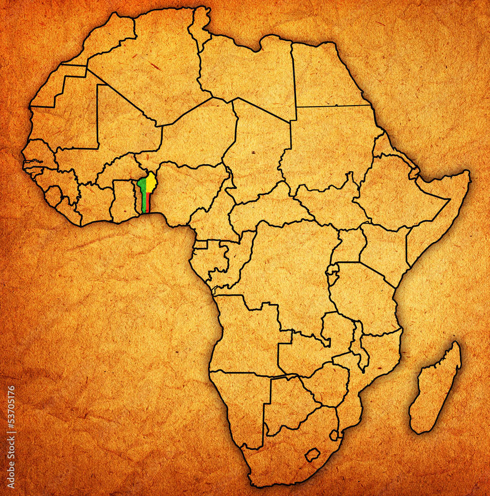 benin on actual map of africa