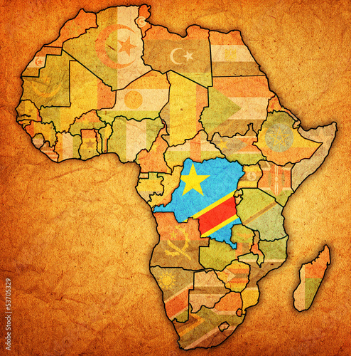 democratic republic of congo on actual map of africa