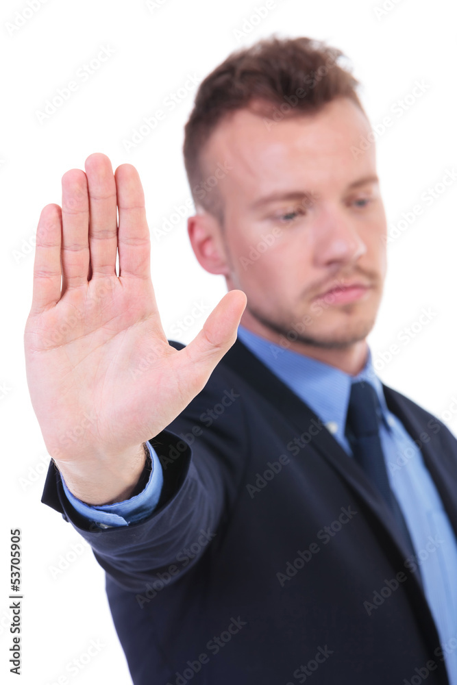business man shows you his palm business man shows you his palm