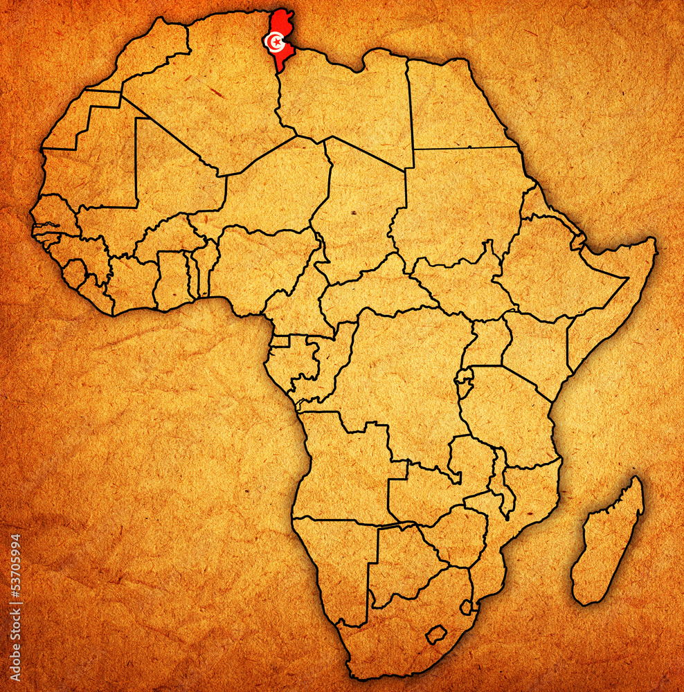tunisia on actual map of africa