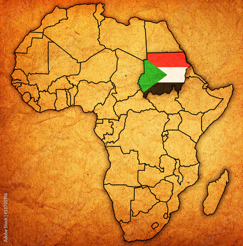 sudan on actual map of africa