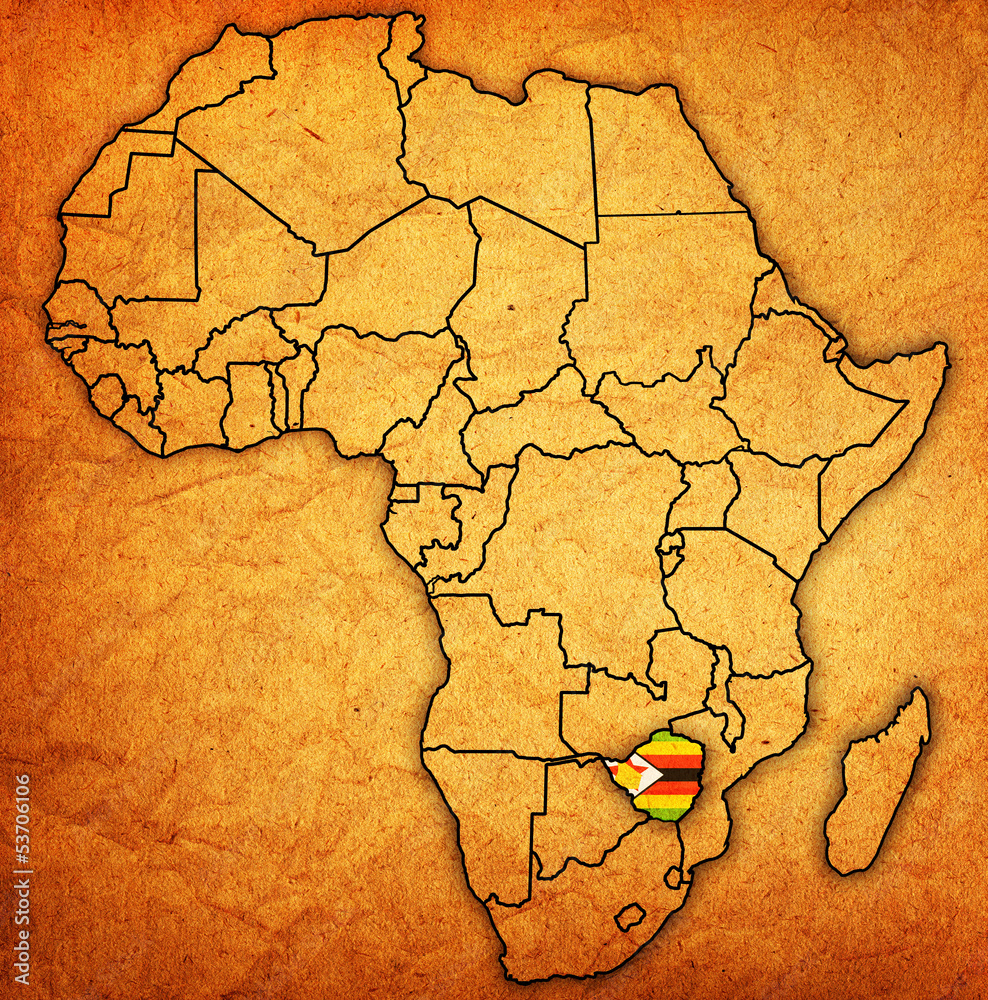 zimbabwe on actual map of africa - obrazy, fototapety, plakaty 