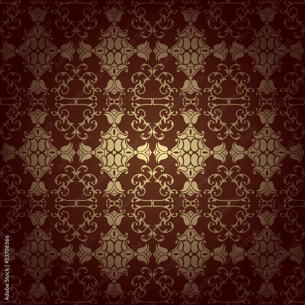 Seamless floral baroque background  brown