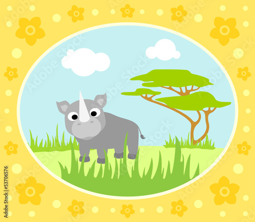 Safari background card with rhino