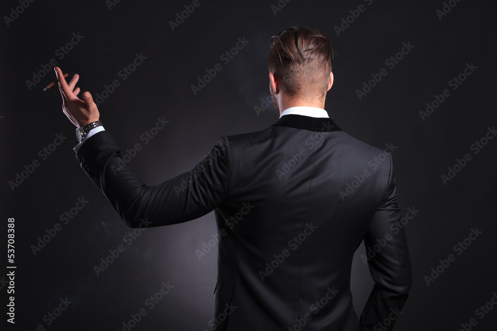 back view of business man with cigar