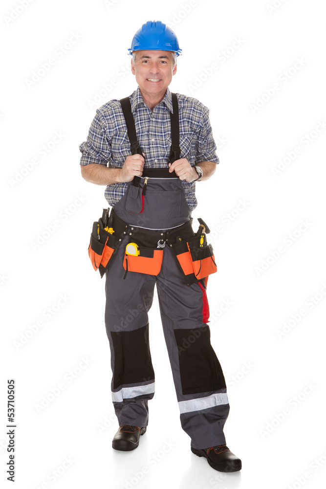 Mature Worker Man With Toolbelt Mature Worker Man With Toolbelt