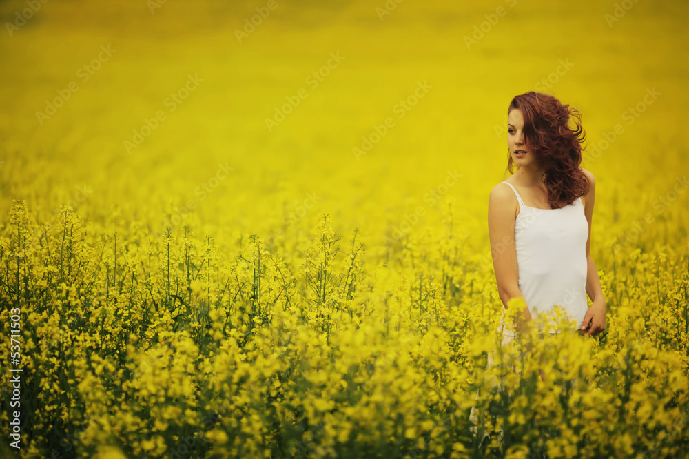 young beautiful girl in the field young beautiful girl in the field