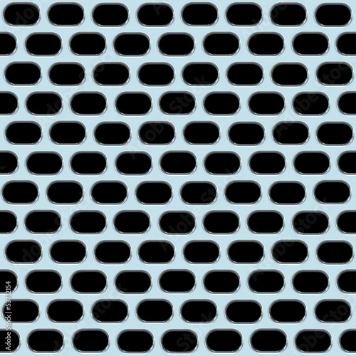High-gloss chrome grid with oval-shaped holes