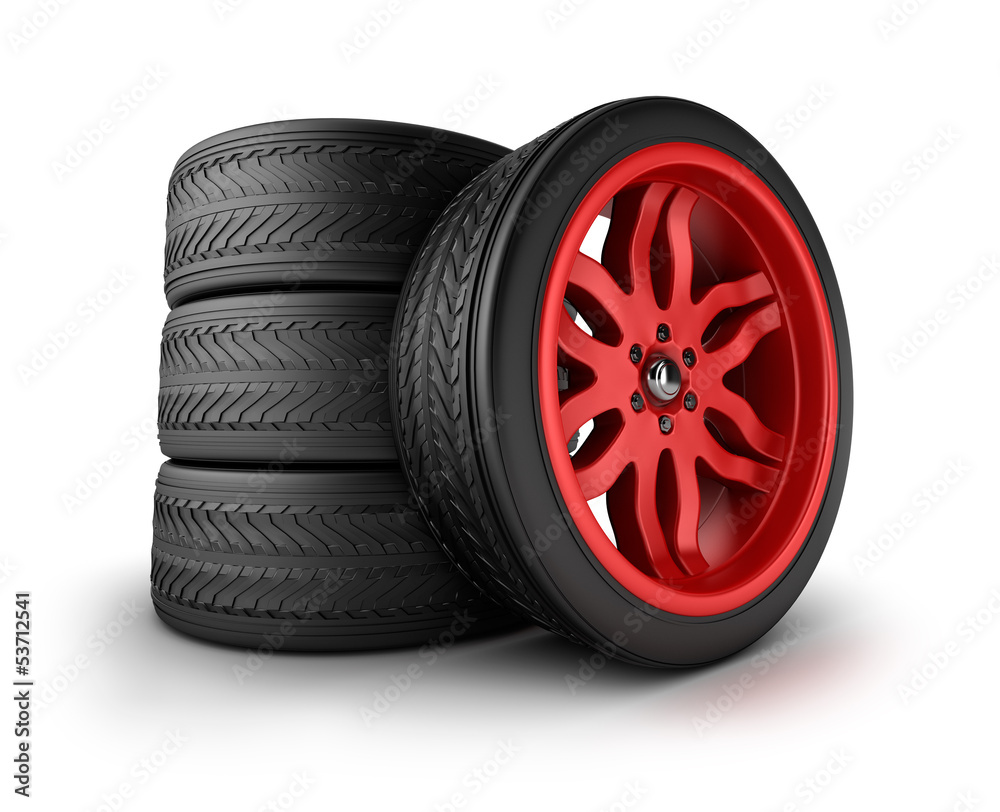 Obraz premium New Wheels Set isolated on white