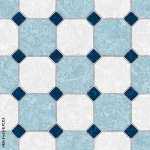 Blue and white ceramic tile kitchen floor seamless texture