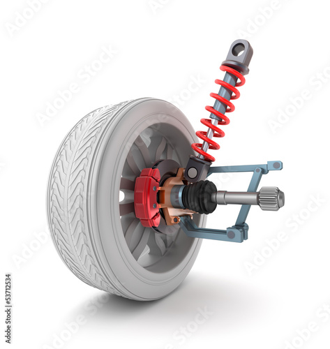 Wheel, shock absorber and brake pads