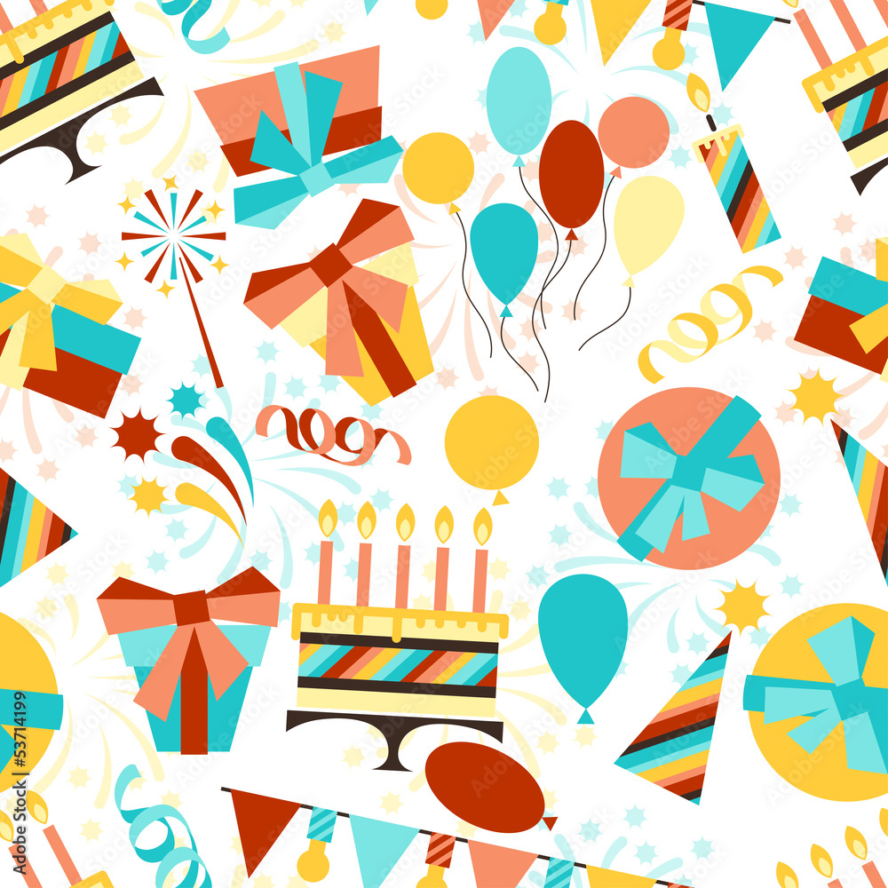 Happy Birthday party seamless pattern.