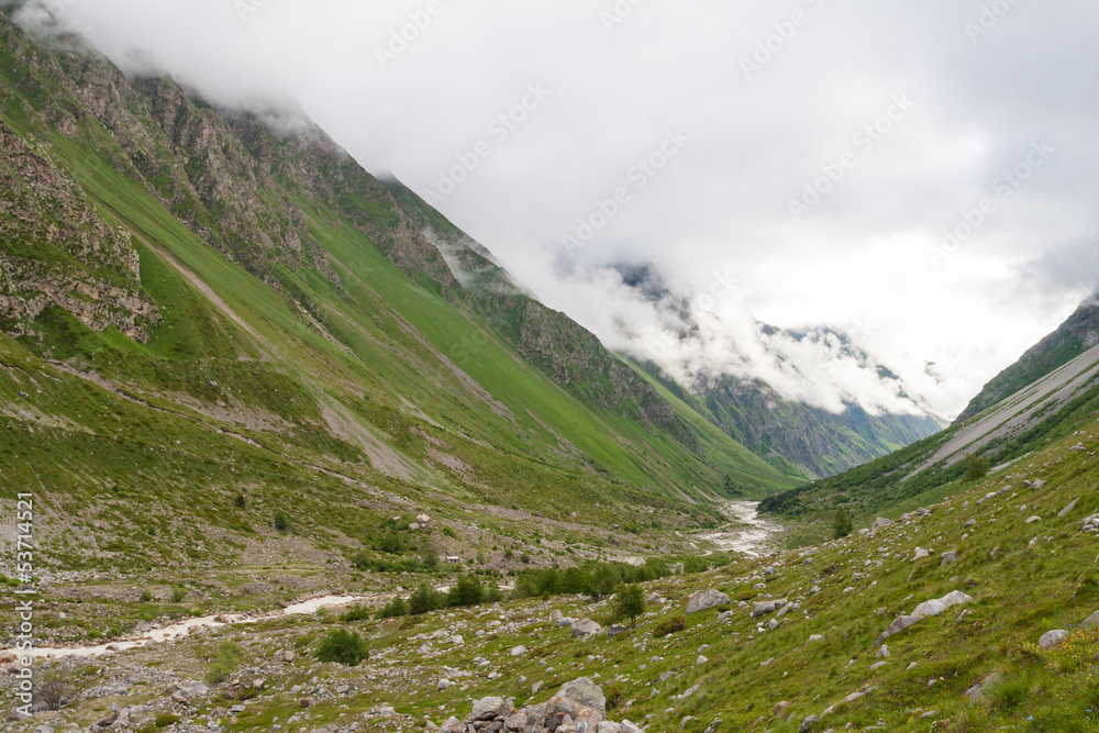 Scenic view at the walley in Caucasus mountains