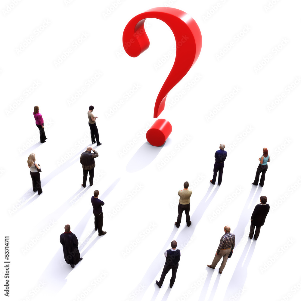 People with questions, quest for answers on a white background. People with questions, quest for answers on a white background.