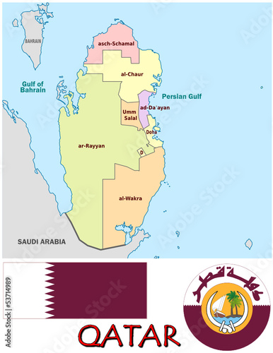 Qatar Middle East national emblem map symbol motto