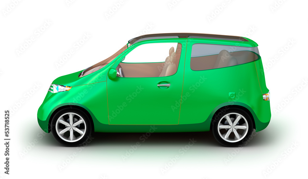 Compact car on white background. My own design
