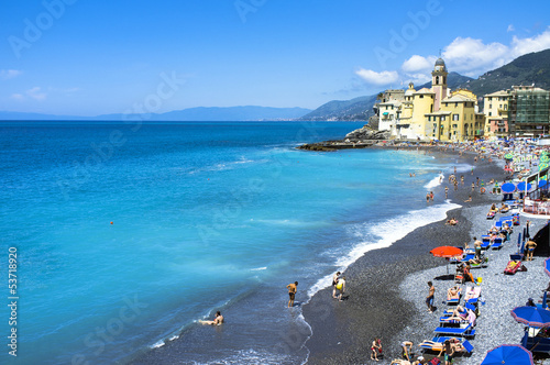 Camogli beach panorama color image photo