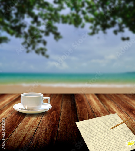 Relax with coffee and write letter, Vacation concept