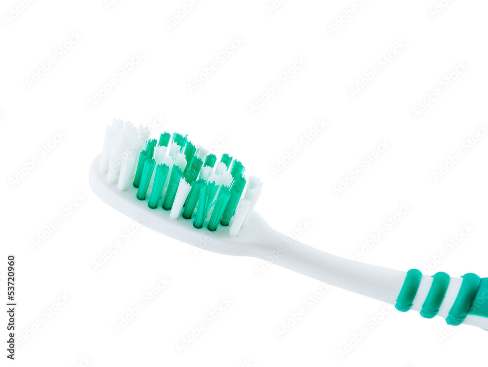 Close-up toothbrush on a white background