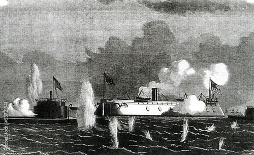 USS New Ironsides bombarding confederate fortifications photo