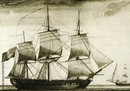 Obraz na plátne English corvette ca. 1770