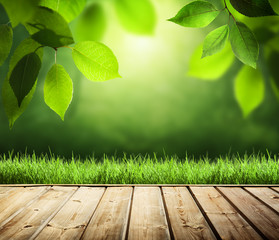 summer background with wooden surface