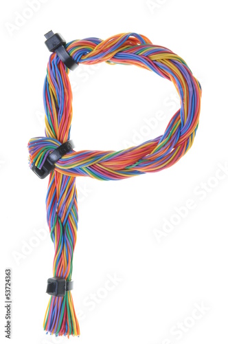 Colorful wire in the shape of the letter P