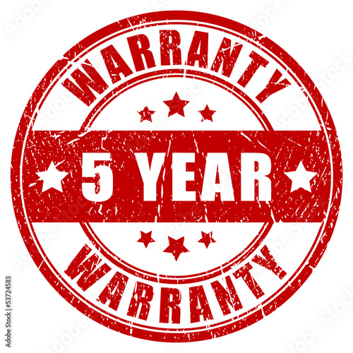 Five year warranty stamp, vector illustration