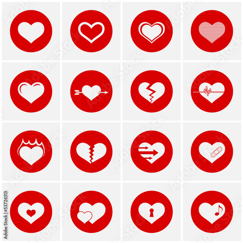 Heart Circle Icon Set Vector