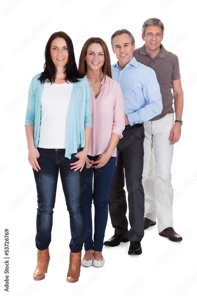Happy Businesspeople Standing In Row Happy Businesspeople Standing In Row