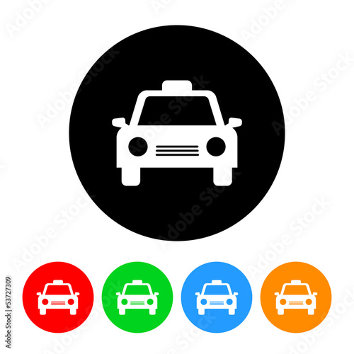 Taxi Cab Icon Vector with Four Color Variations