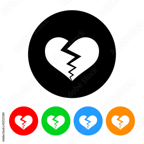 Broken Heart Icon with Color Variations