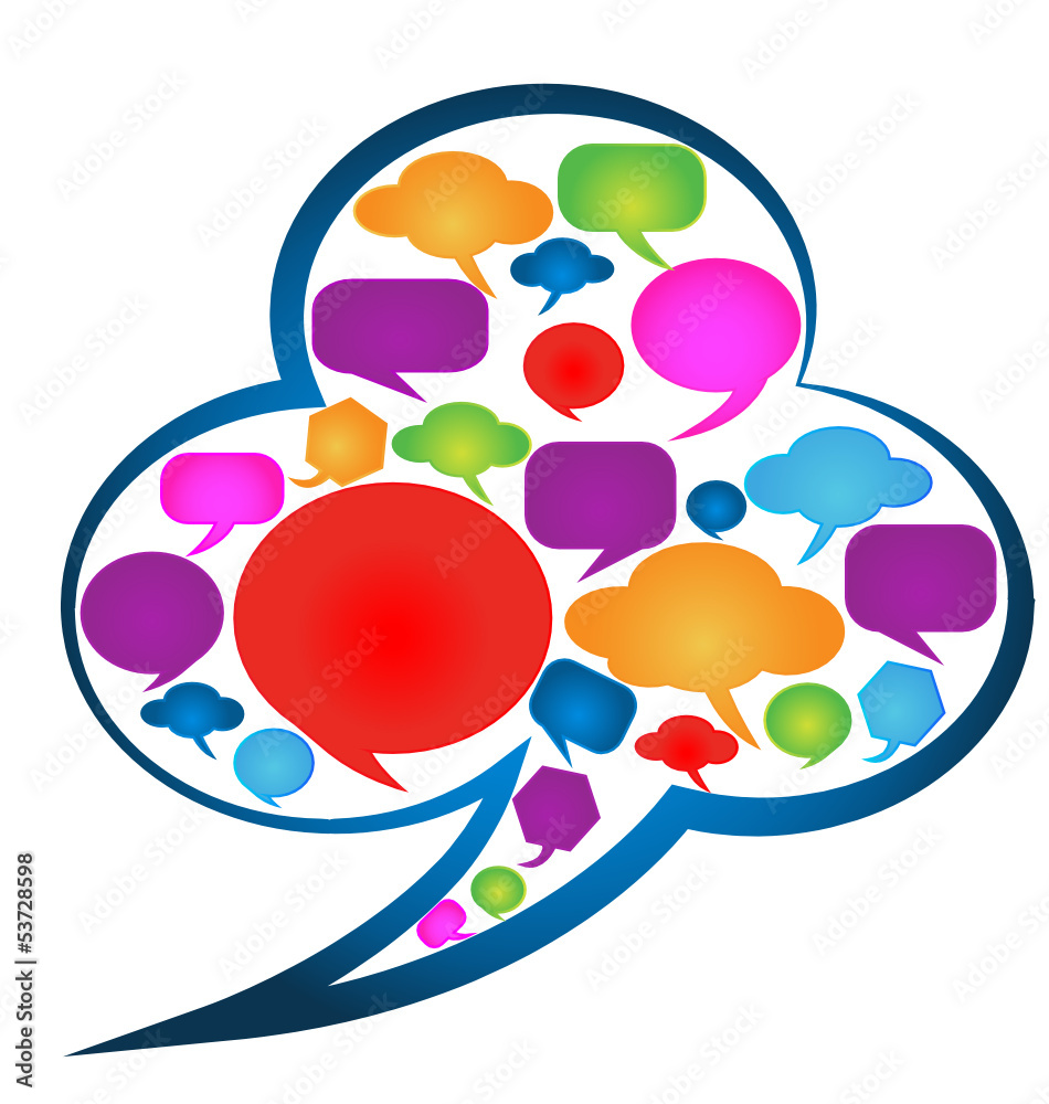Collection of colorful speech bubbles in a cloud vector