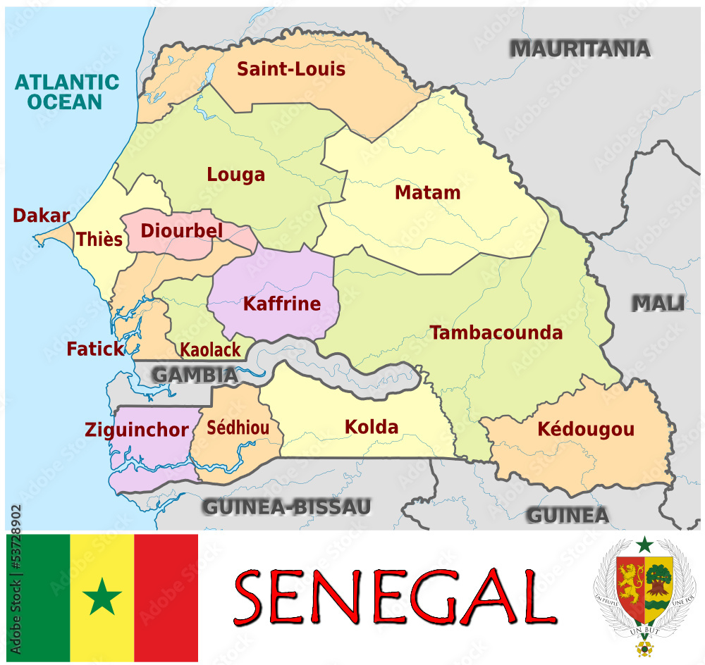 Senegal Africa national emblem map symbol motto