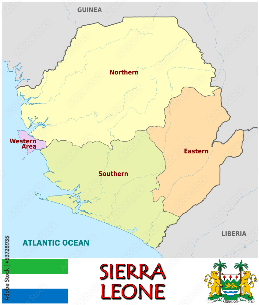 Sierra Leone Africa national emblem map symbol motto