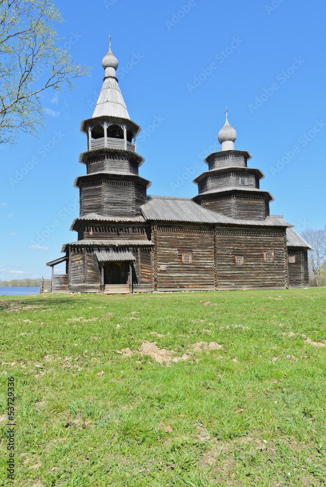 Wooden church in Vitoslavlitsy Open Air Museum, Novgorod, Russia