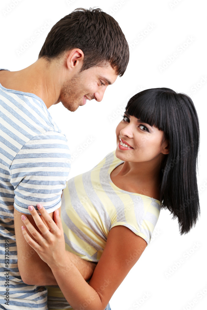 Beautiful loving couple together isolated on white Beautiful loving couple together isolated on white