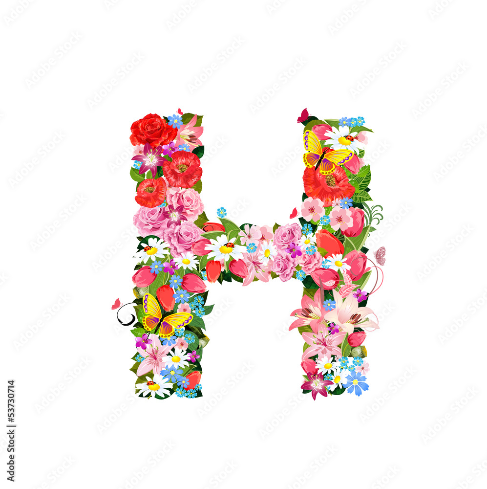Romantic letter of beautiful flowers H Romantic letter of beautiful flowers H